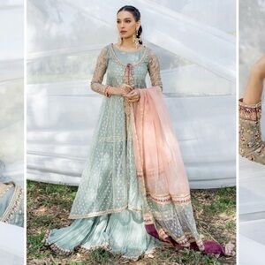 Chic Long Sleeve Women's Dress in Mint and Pink